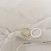2021 Korean Fashion Vintage Resin Metal Geometriska Oregelbundna Runda Ringar För Kvinnor Smycken Gåvor Ring Set