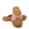 Women Flax Slippers Casual Slides Floral Bow Linen Indoor Shoes Woman Summer Sandals Flip Flops Zapatillas De Mujer