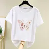 Oversized Bawełna T Shirt Kobiety Motyle Drukuj Lato Topy Harajuku Moda T-shirt Kobiet Koszulka Koszula Femme Kobieta Odzież 210604