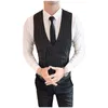 Coletes masculinos M-3XL Dupla Breasted Casual Tuxido Vest Casamento Homens de Casamento Moda Sem Mangas Striped Mens Roupas Office Workout XXXL