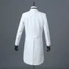 Hommes Blanc Élégant Mariage Marié 4 Pièces Costumes De Smoking (Veste + Pantalon + Blet + Cravate) Marque Slim Conducteur Magicien Show Terno Masculino 210522