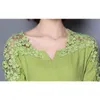 Women Blouse 4XL White Short Sleeve Shirt V-Neck Floral Lace Sexy Casual Linen Shirts Plus Size LadyShirt 991B 210420