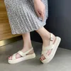Zomer temperament dikke bodem sandaal retro vrouwelijke strand sandalias voor dame vrouw ontwerper open-teen casual vrouwen schoen 210611