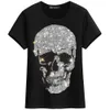 Casual Skulls T-shirt Women Summer Short Sleeve Tops Lady Fashion Streetwear Slim Cotton Tshirts Plus Size S-5XL 210623