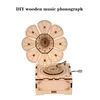 Creative Birthday Gifts Retro Music Box DIY Handmade Phonograph Wooden Music Boxes For Girls