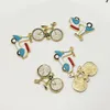 10 Sztuk / Packas Transport Motocykl Rower Enamel Charms Handmade Pływające Charms Dla Biżuterii Dokonywanie Kolczyki Złota Baza