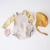 Baby Rompers Kids Sling Pampsuits Girls Сплошные полосатые комбинезоны Младенческие Повседневные суспенденты Bodysuits Хлопковые младенцы подъем костюмы odysies Японский стиль wmq1151