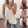 Women Sexy Hollow-Out Lady Fashion Tops Casual Clothes Sleeveless V-neck Loose Tshirts Zipper Plus Size T-Shirt Femme Tunic Y0629