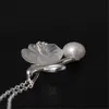 Hanger kettingen Real 925 sterling zilveren handgemaakte ontwerper fijne sieraden witte natuurlijke parel gedelateerde pruimenbloesem bloem ketting voor vrouwen