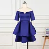 Plus Size Party Dresses 4XL Cold Shoulder V Neck Blue Ruffles Sexy Mini Birthday Evening Occasion Robes Ball Gown Summer 210527