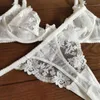 NXY sexy set 2021 Hollow Out Lace Ultra-sottile Mesh Emboridery Reggiseno e perizoma Set Intimo Ferretto Donna Sexy Lingerie Bianco Nero 1128