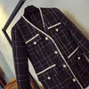 ZAWFL Designer de luxe Marque Mélanges de laine Manteau pour femmes Mode Noir Vintage Col en V Plaid Large Taille Tweed Manteau S-XXL 211020