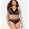 Badmode Hoge getailleerde Twee Stuk Plus Size Grote Vet Gedrukt Badpak Dames Back Chalaza Bikini Beach Badpak 210611