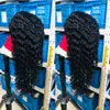 Recht Menselijk haar 4X4 Vetersluiting Pruiken voor Vrouwen Hele Braziliaanse Kinky Krullend Lichaam Water Diepe Golf 180% Dichtheid 13X4 Frontal256d