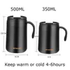 350/500 ml Doppelte Edelstahl-Thermokaffeetassen mit Griff Thermoskanne Reisebüro Teetasse mit Deckel Trinkwasserflasche 210809