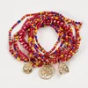 Braccialetti di fascino strati strati di perle acriliche multicolori fatte a mano per donne Bracciale a pendente albero set bohémien gioielli bohémien1436670