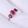 Clusterringen GZ Zongfa Luxury Custom Hoge kwaliteit Red Gem Natural Zirkon Wedding Ring Handmade Silver 925 Sieraden Vrouwen