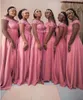 Dress Dark Pink Bridesmaid 2021 A Line Lace Appliqued Split Side Off the Shoulder Zip Back Satin Maid of Honor Dresses Plus Size Lady Party Guest Prom Gowns ppliqued es