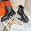 Vinter Kvinnor Korta Stövlar Kedjor Dekoration Skor Koreansk stil Chelsea Boot Fashion Ankel Slip på Sko Andas Tjock Botten Shose Botas