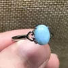 Cluster Rings 8x6mm Genuine Natural Blue Larimar Ring Jewelry per donna Uomo Crystal Silver Water Pattern Stone Beads regolabile