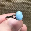 Pierścienie klastra 8x6mm oryginalny naturalny niebieski larimar biżuteria do pierścienia dla kobiety Crystal srebrny wzór wody