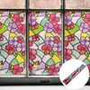 Window Stickers 1 Roll Privacy Film Flower Pattern Non Adhesive Glass Cling