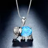 Hänge halsband söta boho lyckliga elefanthängen silver färg djur choker vit blå eld opal för kvinnor3664638