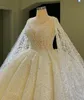 Luxurious Beading Pearls Ball Gown Wedding Dress with Wrap Lace up Sequins Long Custom Made Bridal Gowns vestido de novia