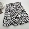 SURMIITRO SOMMAR MINI Kjolar Kvinnor Koreanska Stil Vintage Leopard Estetisk Hög Waist Pläterad Kjol Kvinnlig Shorts Foder 210712