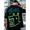 Mens Hip-hop camisetas Moda Streetwear Meninos Maré Oversize Tees Loose Impressão Tops Meia-manga Roupas 2 estilos