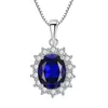 Luxe Ovaal Geslepen 32ct Lab Saffier Hanger Ketting Fijn Zilver 925 Sieraden Blauwe Zirkoon Edelsteen Vrouwen Gift N3451005172