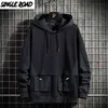 Felpe con cappuccio da uomo Single Road Spring Techwear Felpa Hip Hop Streetwear giapponese Oversize Felpa con cappuccio nera Plus Size 210827