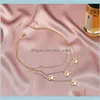 Pendants Jewelry 15Pcslot European Three Layers Animal Footprint Pendant Necklaces Alloy Gold Paw Print Clavicle Chain For Women D260V