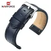 Naviforce Genuine Leather Watchbands substituir homens 23mm de alta qualidade assistir pulso cinta acessórios preto luz marrom cinelete H0915