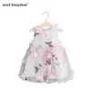 Mudkingdom verão flor meninas vestido 3d organza jumper para vintage es floral roupas bonitos crianças sundress 210615