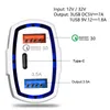 3 порта Автомобильные зарядные устройства 7A 35 Вт USB Quick Charge Type C Быстрая зарядка Авто адаптер питания для iPhone Android Смартфон Планшет