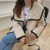 Chaqueta de abrigo coreana Oficina señora mujer suelta elegante suave prendas de vestir Casual Chic marinero cuello corto Tops 210525