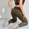 Chrleisur kvinna Fitness Leggings Pocket High Waist Booty Lyftbyxor Seamless Push Up Work Out Pants 210925