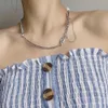 Niche Zircon Pearl Chain Stitching Necklace Cold Style Design Unik Clavicle Wild Trend Smycken Kvinna Tillbehör
