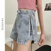 Yedinas hoge taille wide been denim shorts voor vrouwen zomer jean Koreaanse stijl rits decoratie losse korte bodem chique 210527