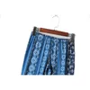 Blue Ethnic Geometric Print Flare Pants Women Bohemian Tribal African Hippie Bell Leggings Bottom Long Trousers 210429