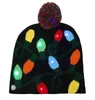 Cartoon children's Christmas knitted hats fall/winter caps LED fur ball caps with lights