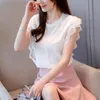 Blouses femme chemises été Blusas Mujer De Moda 2021 sans manches blanc Blouse en mousseline de soie femmes femmes hauts et 4201 50