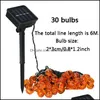 Autres fournitures de fête Accueil 30 LED Bande solaire Halloween Citrouille Nouveauté Lampe de nuit Décoration de fête en plein air Ornement de jardin Guirlande lumineuse