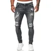 Mäns jeans coola rippade skinny byxor sträcka smala denim byxor stor storlek hip hop svart blå avslappnad jogging för män 210723