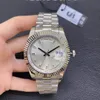 U1 Factory Steel Watches 40MM Diamond Set quadrante bianco lunetta liscia ghiaccio movimento meccanico automatico vetro zaffiro President acciaio inossidabile orologi da polso da uomo nuovo