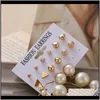 Dangle & Chandelier Drop Delivery 2021 8 Pairs/ Set Women Bohemian Circle Pearl Creative Retro Simple Stud Hoop Earrings Fashion Jewelry Jamu