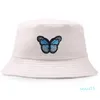 Wide Brim Hats Bucket Hat Women Men Unisex Butterfly Embroidered Fisherman Cap Simple Leisure Sunscreen