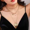 Collane di perle irregolari dell'oro dell'oro della Boemia per le donne Multi Layer Fashion Pearls Pendenti pendenti Collana Ritratto Giro dei gioielli Trendy Regalo