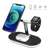 Cargador inalámbrico magnético 3 en 1 de 15 W para Iphone 12 Pro Max 11 XR Apple watch 6 SE 5 airpods Estación de carga de escritorio magnética Cargadores de carga rápida Soporte de base para Samsung